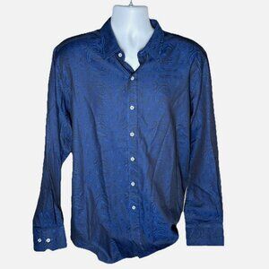 Robert Graham Mens 2XL Long Sleeve Button Down Blue Paisly Classic Fit Flip Cuff